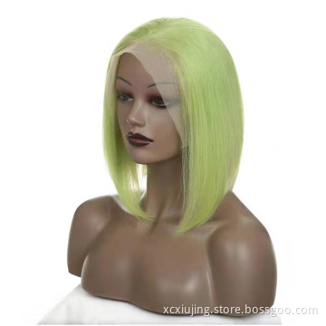 Different colored Cuticle Aligned Human Hair Wigs Short Cut Bob Lace Front Wigs Remy Human Hair